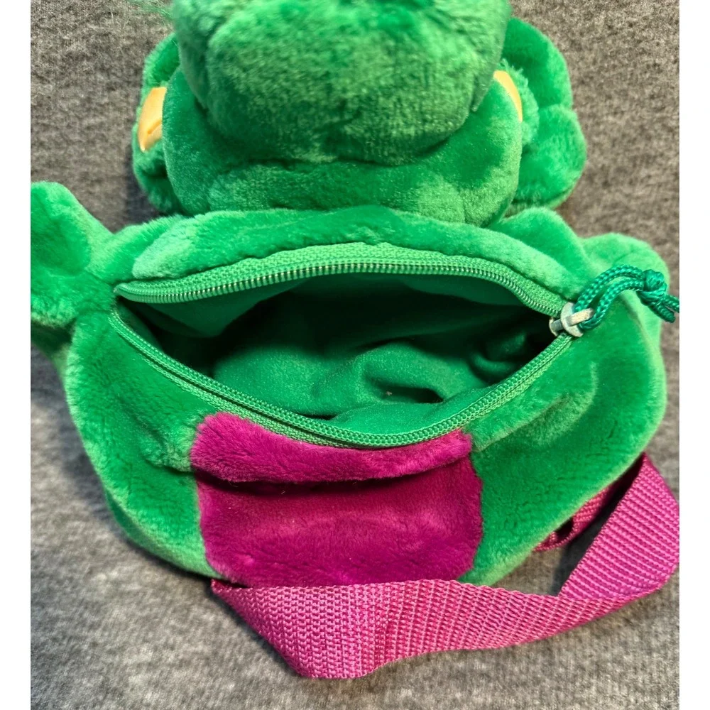 Vintage Barney Friends Baby Bop Plush Fanny Pack Green Dinosaur Waist Bag 90s